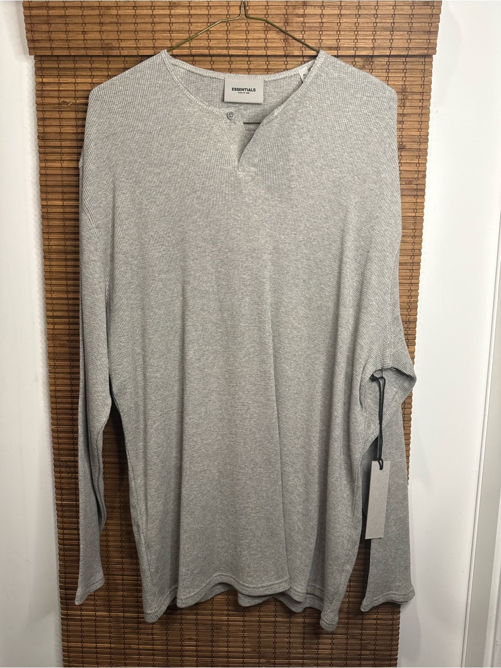 Fear of God Men’s Light Gray Crewneck Henley Sweater